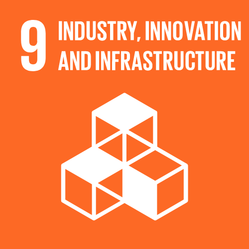 Orange square with a cubes stacked icon