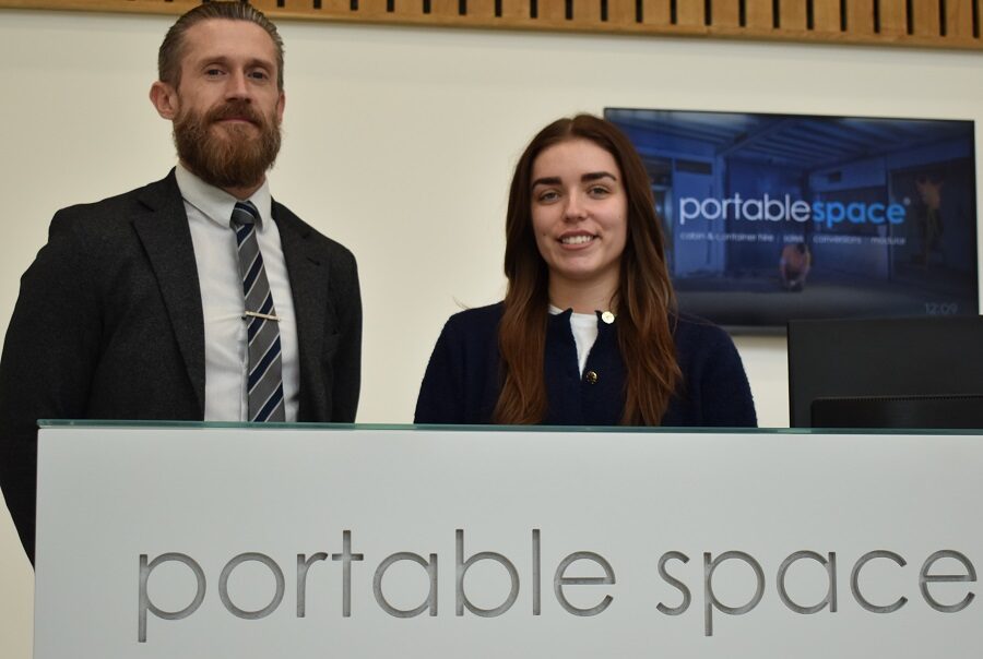 Richard Stittle and Amy Underwood at Portable Space in Bacton at the start of a new 100 in 100 apprenticeship campaign